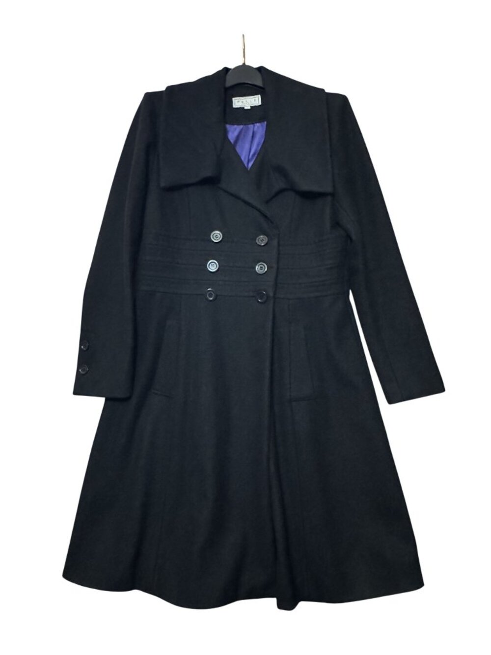 Pelle Studio Womens Double-Breasted Wool Blend Coat L Fitted Design 41" Length